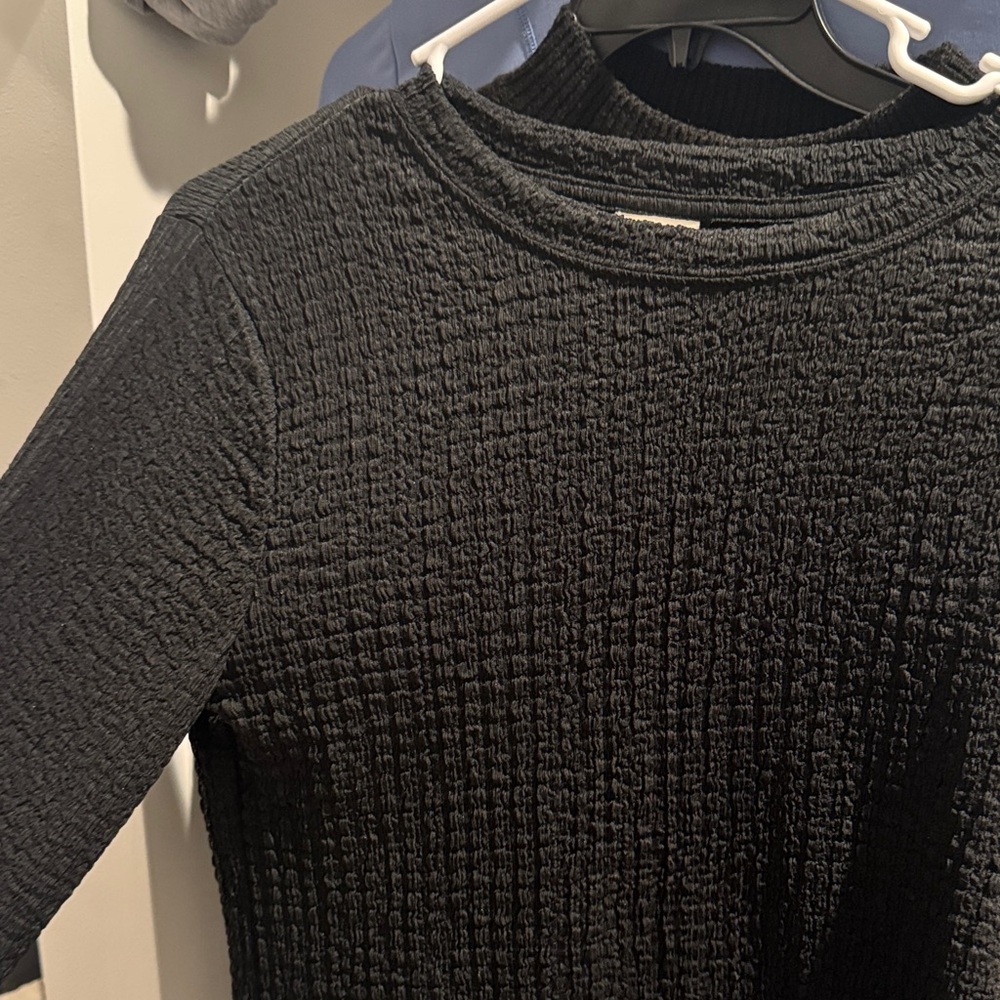 NEW Black Textured Long Sleeve Top